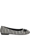 Msgm Striped Flats In Black