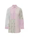 Msgm Multicolor Patchwork Shirt Collar Mini Dress In Pink
