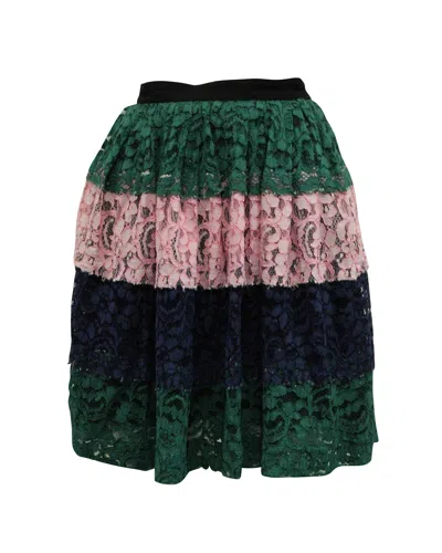 Pre-owned Msgm Striped Lace Skirt In Multicolor Polyamide