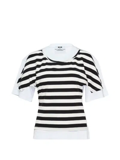 Msgm Striped Layered T-shirt In White