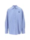 Msgm Striped Poplin Oversized Shirt In Blue