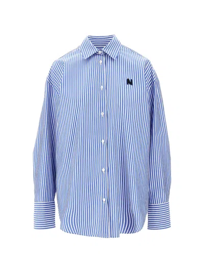 MSGM STRIPED LOGO SHIRT