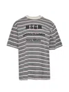 Msgm Striped Logo-print T-shirt In Multi