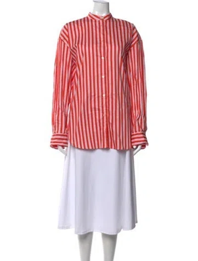 Pre-owned Msgm Striped Long Sleeve Button-up Top In Pink