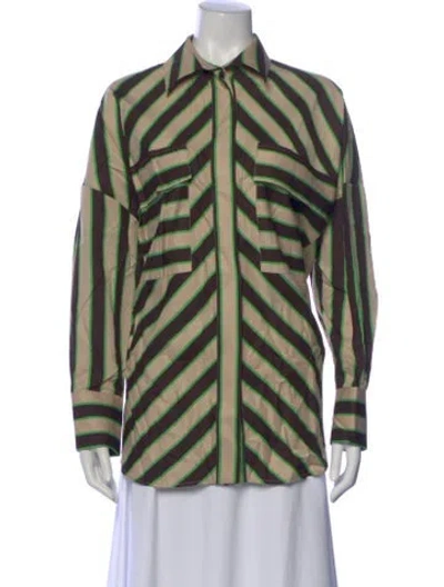 Pre-owned Msgm Striped Long Sleeve Top In Multi