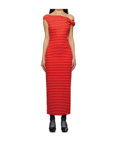 MSGM STRIPED MIDI DRESS