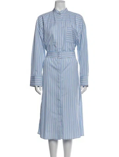 Pre-owned Msgm Striped Midi Length Dress In Blue