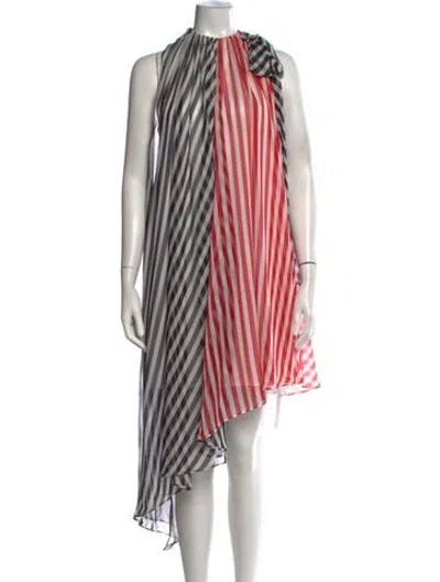 Pre-owned Msgm Striped Midi Length Dress W/ Tags In Red
