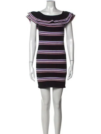 Pre-owned Msgm Striped Mini Dress In Black/pink