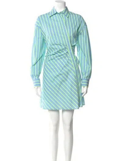 Pre-owned Msgm Striped Mini Dress In Blue