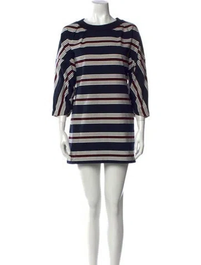 Pre-owned Msgm Striped Mini Dress In Blue