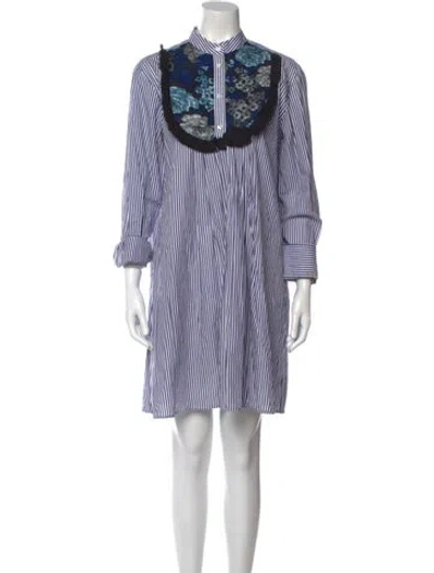 Pre-owned Msgm Striped Mini Dress In Blue