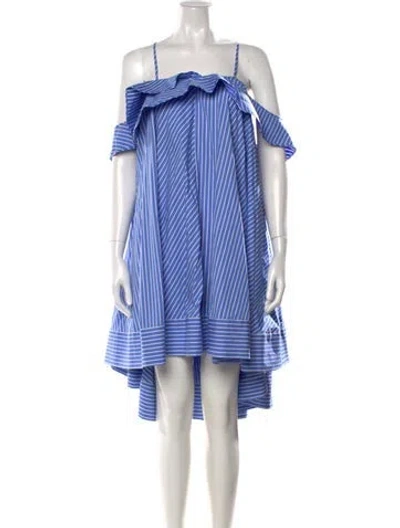 Pre-owned Msgm Striped Mini Dress In Blue