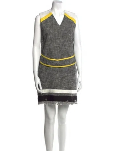 Pre-owned Msgm Striped Mini Dress In Gray