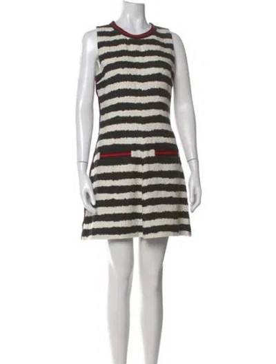 Pre-owned Msgm Striped Mini Dress In Neutral