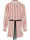 Msgm Striped Mini Dress In Neutrals