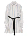 Msgm Striped Mini Dress In Neutrals