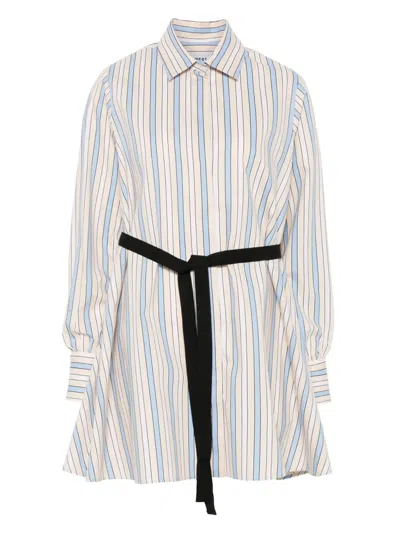 Msgm Striped Mini Dress In Neutrals