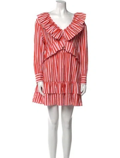 Pre-owned Msgm Striped Mini Dress In Orange