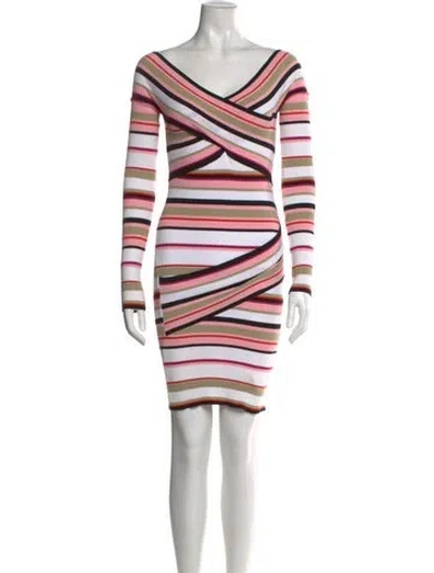 Pre-owned Msgm Striped Mini Dress In Pink