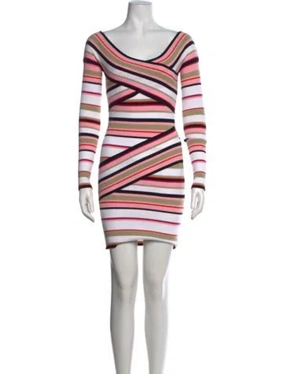 Pre-owned Msgm Striped Mini Dress In Pink