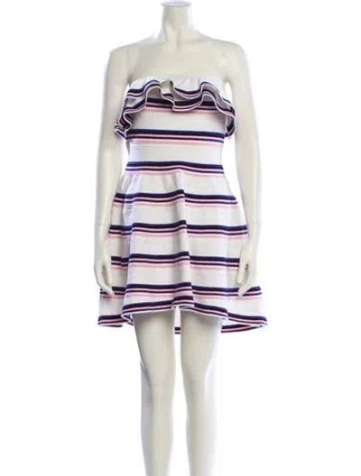 Pre-owned Msgm Striped Mini Dress In White