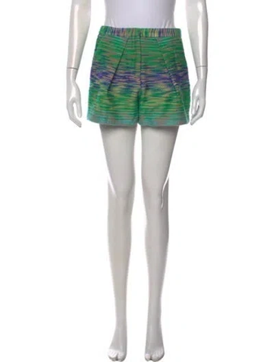 Pre-owned Msgm Striped Mini Shorts In Green