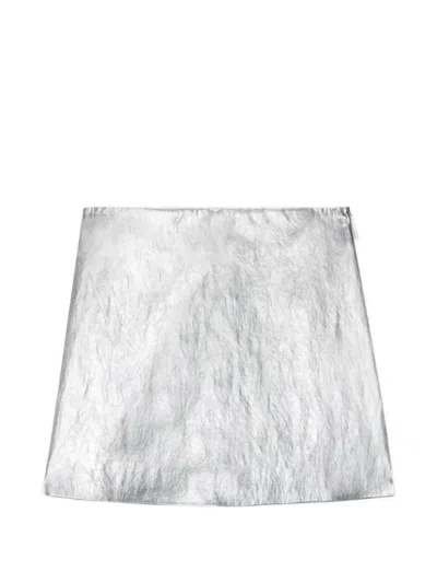 Msgm Striped Mini Skirt In Metallic