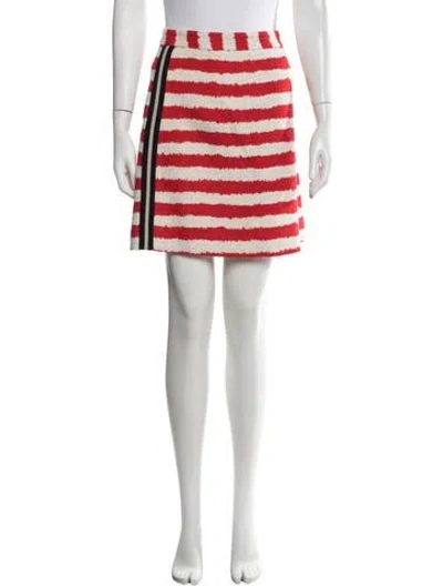 Pre-owned Msgm Striped Mini Skirt In Red