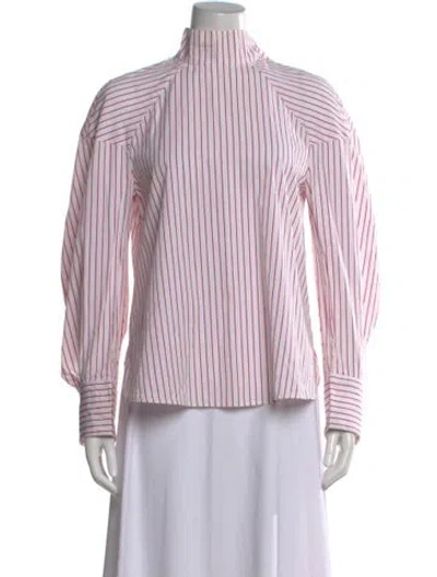 Pre-owned Msgm Striped Mock Neck Blouse In Multi