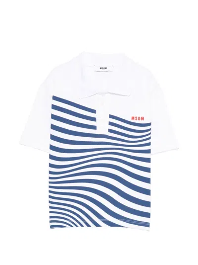 Msgm Kids' Striped-pattern Polo Shirt In Multi