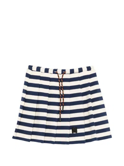 Msgm Kids' Striped Pleated Skirt In Blue