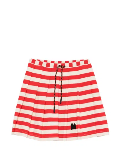 Msgm Kids' Striped Pleated Skirt In Orange