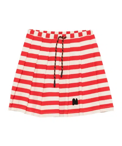 Msgm Kids' Striped Pleated Skirt In Orange