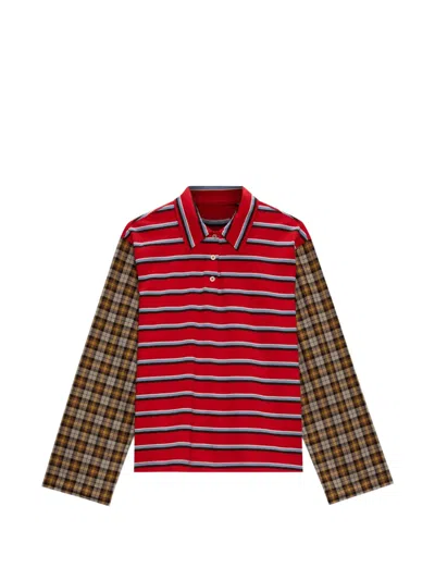 Msgm Striped Polo Shirt In Multi