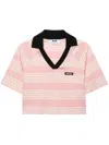 Msgm Striped Polo Shirt In Pink
