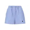 Msgm Bermuda Shorts Striped Pattern Side Pockets In Blue