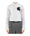 Msgm Striped Rabbit-appliqué Shirt In White