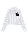 Msgm Striped Rabbit-appliqué Shirt In Multi