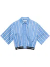 Msgm Blue Striped Shirt In Blue