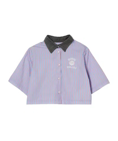 Msgm Kids' Striped Shirt In Blue