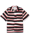 Msgm Multicolor Shirt With All-over Asymmetric Striped Motif In Cotton Man In Red