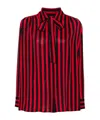 Msgm Satin Striped Print Shirt In Red