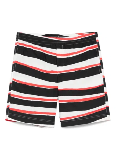 Msgm Striped Shorts In Black