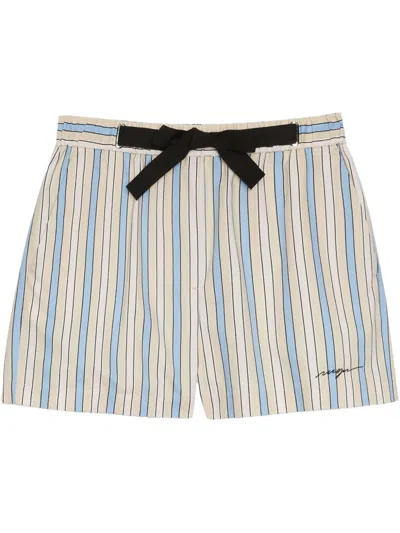 Msgm Striped Shorts In Blue