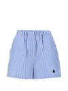 Msgm Bermuda Shorts Striped Pattern Side Pockets In Blue