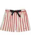 Msgm Striped Cotton Blend Shorts W/bow In Neutrals