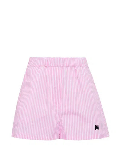 Msgm Striped Shorts In Pink