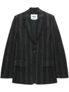 Msgm Striped Single-breasted Blazer In Black