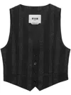 Msgm Striped Single-breasted Gilet In Black